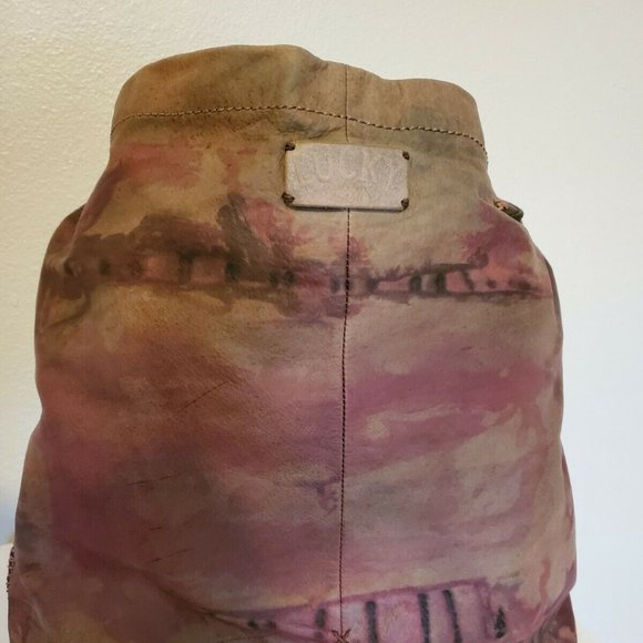 Leather cowgirl hippy bag purse hobo black brown tan red burgundy beige tie dyed - Picture 5 of 11